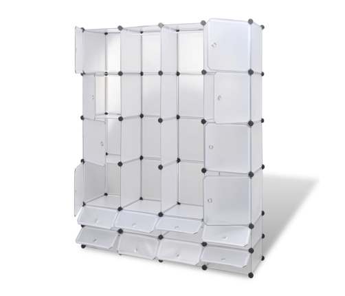 Armario modular con 18 compartimentos blanco 37x146x180,5 cm