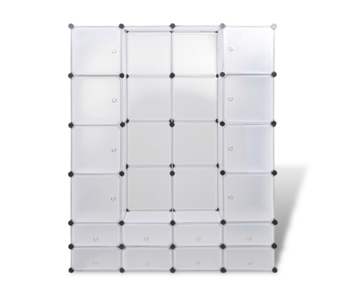 Armario modular con 18 compartimentos blanco 37x146x180,5 cm