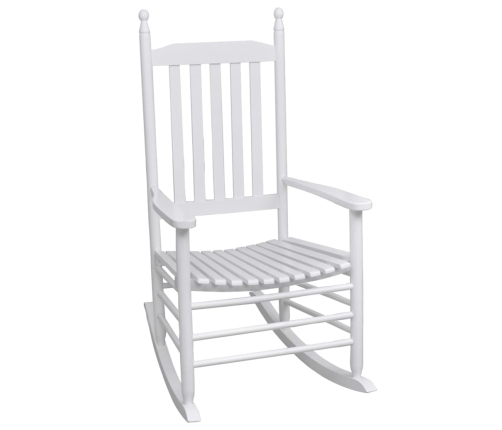 vidaXL Mecedora de madera con asiento curvado madera blanca