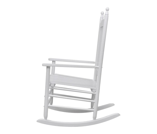 vidaXL Mecedora de madera con asiento curvado madera blanca