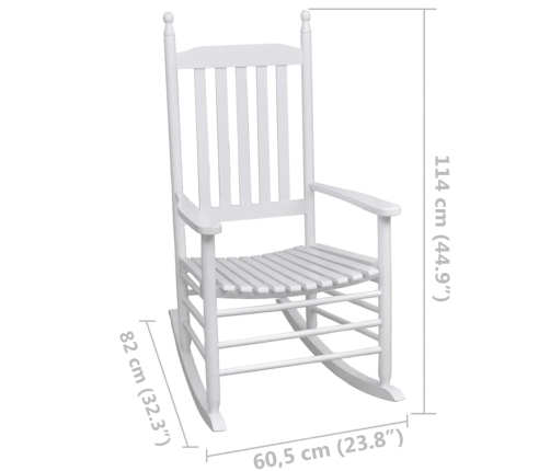 Mecedora de madera con asiento curvado madera blanca