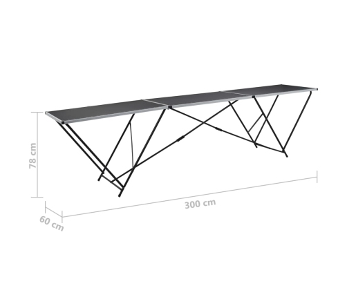 Mesa para empapelar plegable de MDF y aluminio 300x60x78 cm