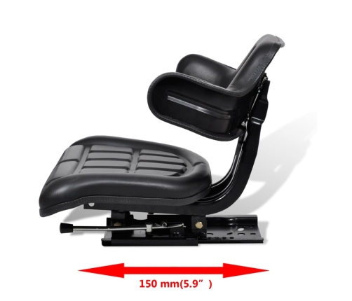 Asiento de tractor con respaldo negro