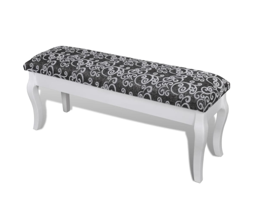 Acolchada Hocker para Tocador de 2 Asientos Negro 110 cm