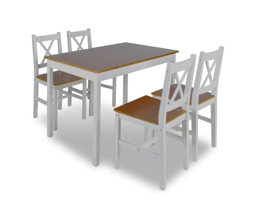 Juego de muebles de comedor 5 piezas marrón y blanco