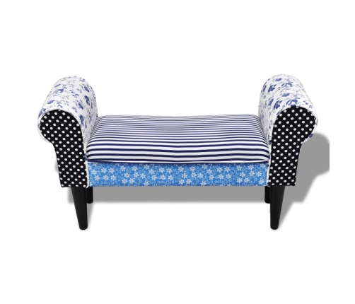 Banco patchwork azul y blanco