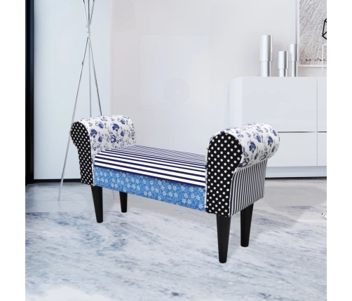 Banco patchwork azul y blanco