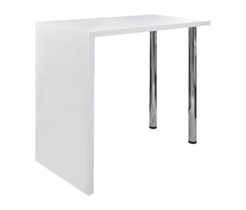 Mesa alta de cocina con 2 patas de acero MDF blanco brillo