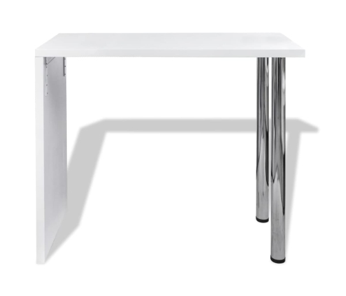 Mesa alta de cocina con 2 patas de acero MDF blanco brillo