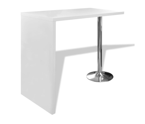 Mesa alta de cocina con 1 pata de acero MDF blanco brillo