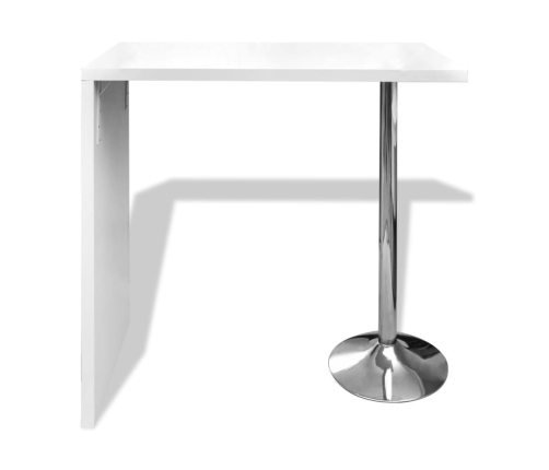 Mesa alta de cocina con 1 pata de acero MDF blanco brillo