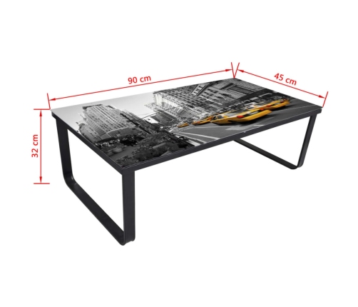 Mesa de centro con tablero de cristal rectangular