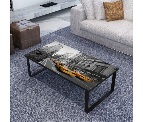 Mesa de centro con tablero de cristal rectangular