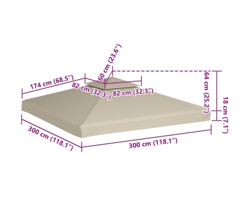 Cubierta de repuesto de cenador 310 g/m² verde 3x3 m