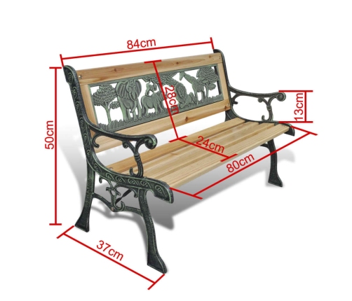 Banco de jardín para niños madera 84 cm