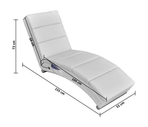 Tumbona de masaje reclinable de cuero sintético blanco