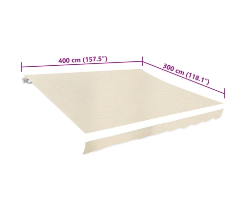 Toldo de lona blanco crema 4x3 m (sin estructura)