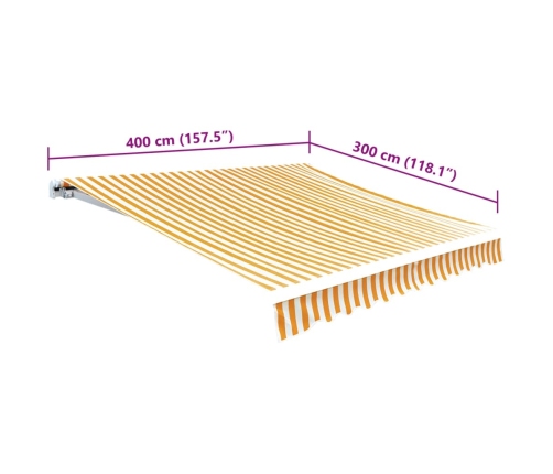 Toldo de lona amarillo y blanco 4x3 m (sin estructura)