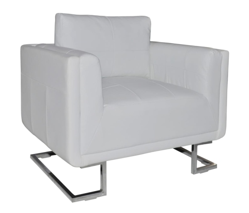 Sillón con patas cromadas cuero sintético blanco