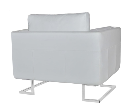 Sillón con patas cromadas cuero sintético blanco