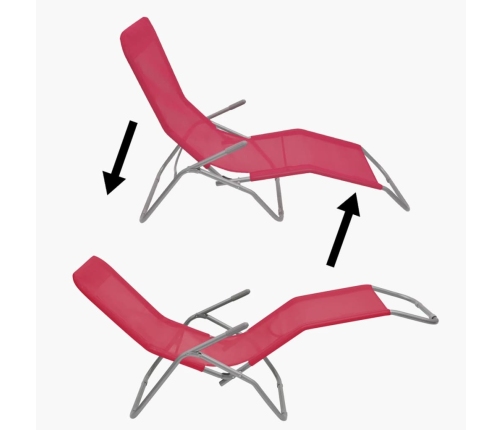 Tumbonas 2 unidades con estructura de acero y textileno rojo
