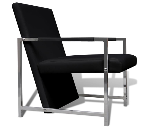 Sillones 2 unidades estructura cromada cuero sintético negro