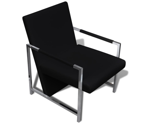 Sillones 2 unidades estructura cromada cuero sintético negro