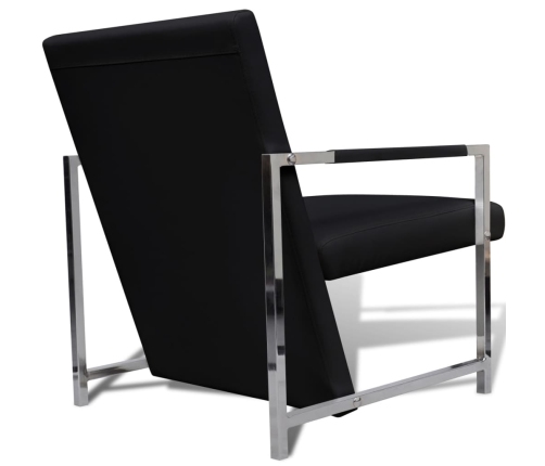 Sillones 2 unidades estructura cromada cuero sintético negro