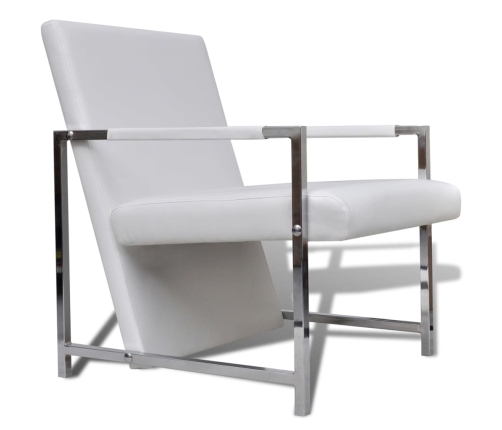 Sillones 2 unidades estructura cromada cuero sintético blanco