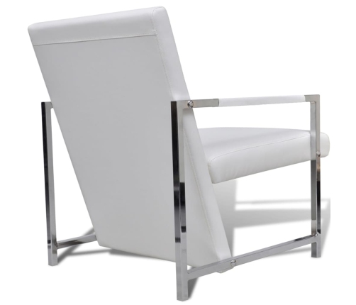 Sillones 2 unidades estructura cromada cuero sintético blanco