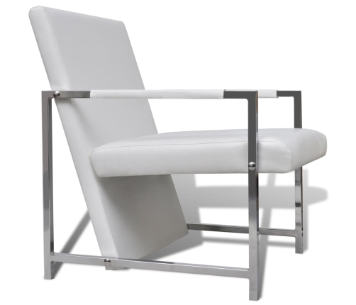 Sillones 2 unidades estructura cromada cuero sintético blanco