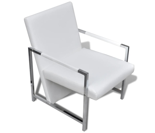 Sillones 2 unidades estructura cromada cuero sintético blanco