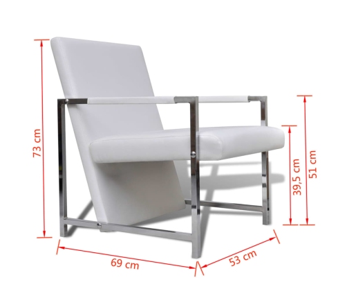 Sillones 2 unidades estructura cromada cuero sintético blanco