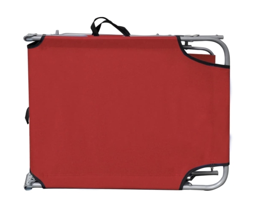 vidaXL Tumbona plegable con capota acero y tela roja