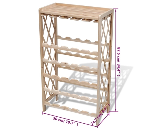 Botellero con estantes para 25 botellas madera maciza abeto