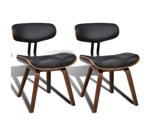 Sillas de comedor 2 unidades madera curvada y cuero sintético