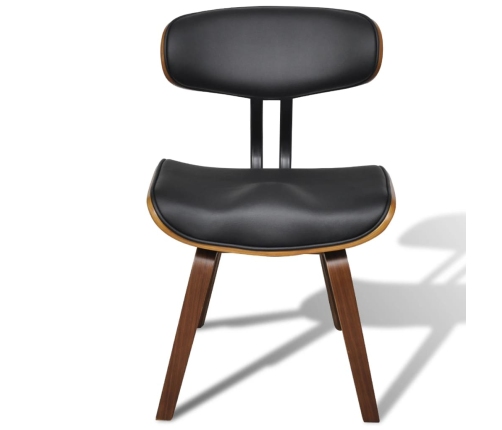 Sillas de comedor 2 unidades madera curvada y cuero sintético