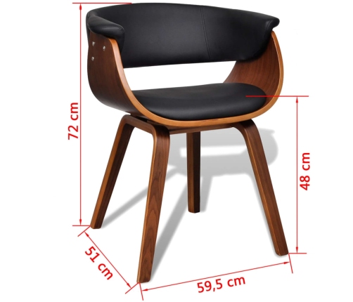 Silla de comedor de madera curvada y cuero sintético