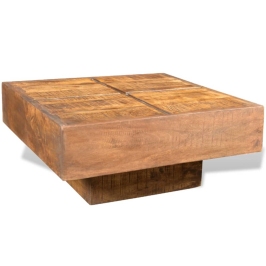 Mesa de centro cuadrada madera maciza de mango marrón