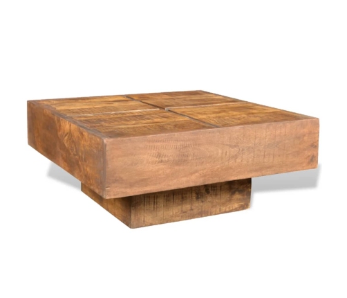 Mesa de centro cuadrada madera maciza de mango marrón