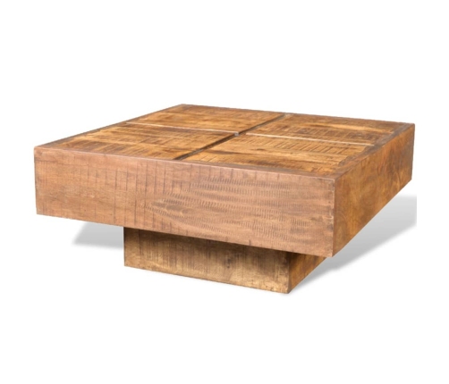 Mesa de centro cuadrada madera maciza de mango marrón