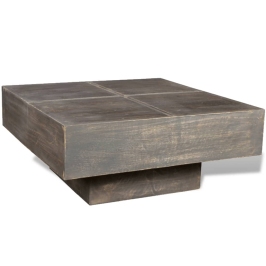 Mesa de centro cuadrada madera maciza de mango marrón oscuro