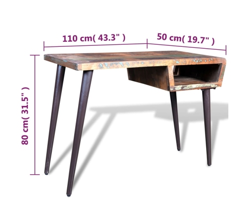 Escritorio de madera reciclada con patas de hierro