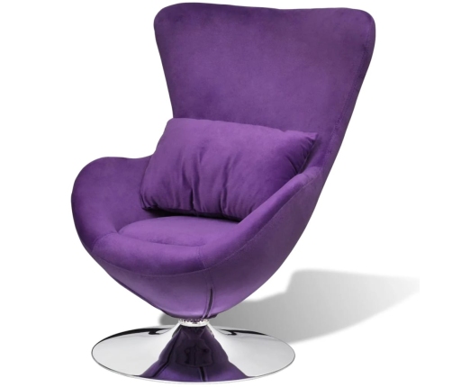 Sillón egg giratorio con cojín pequeño terciopelo morado