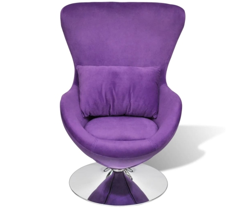 Sillón egg giratorio con cojín pequeño terciopelo morado