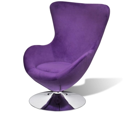 Sillón egg giratorio con cojín pequeño terciopelo morado