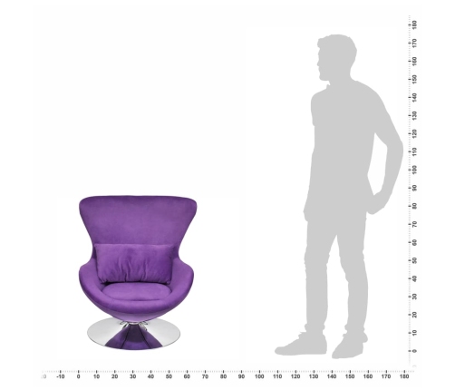 Sillón egg giratorio con cojín pequeño terciopelo morado