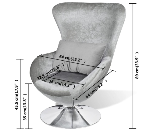 Sillón en forma de huevo plateado