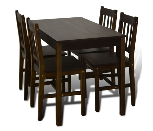 Mesa de comedor y 4 sillas madera marrón