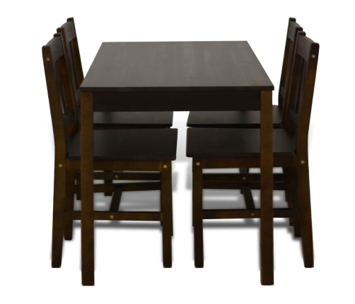 Mesa de comedor y 4 sillas madera marrón